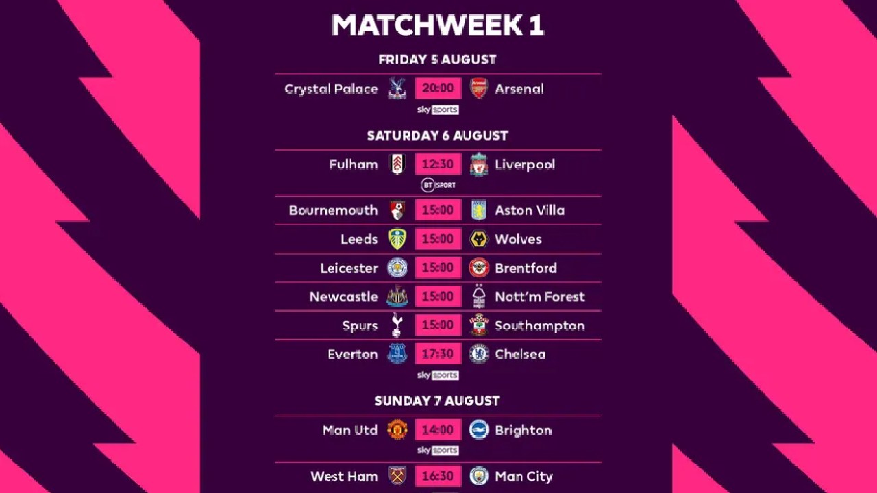 Premier League fixtures released for the 2022/2023 season